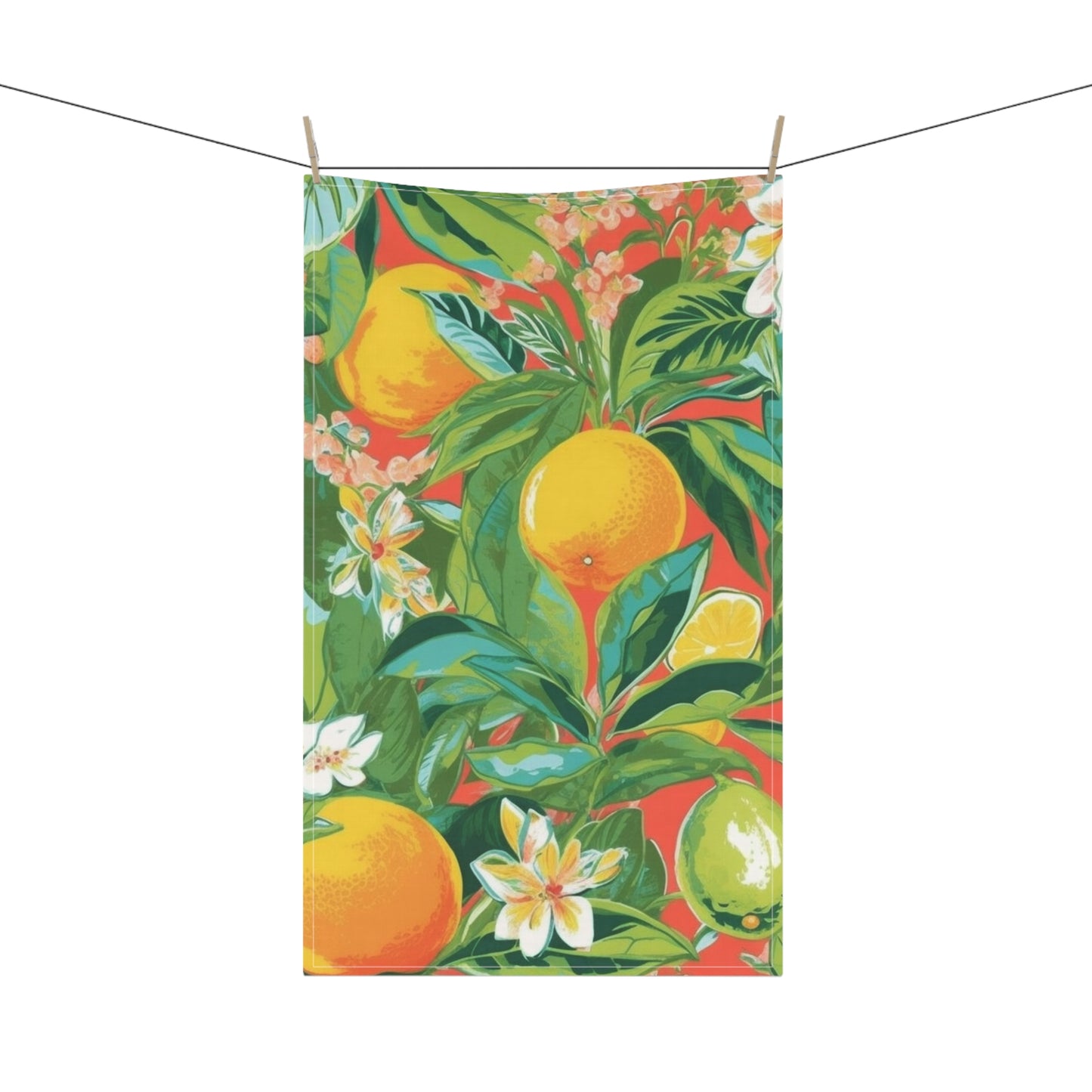 Fresh Coral Citrus Kitchen Towel