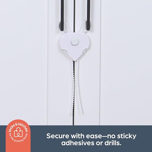 Dreambaby Flexi Lock - Cabinet & Drawer Handle Locks - Cabinet Safety Straps - with Multi-Touch Release System - White - 2 Count (Pack of 1) - Model L185