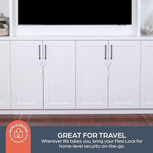 Dreambaby Flexi Lock - Cabinet & Drawer Handle Locks - Cabinet Safety Straps - with Multi-Touch Release System - White - 2 Count (Pack of 1) - Model L185