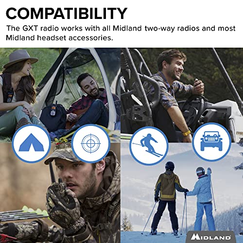 Midland GXT1000VP4 - 50 Channel GMRS Two-Way Radio - Long Range Walkie Talkie with 142 Privacy Codes, SOS Siren, and NOAA Weather Alerts and Weather Scan (Black/Silver, Pair Pack)