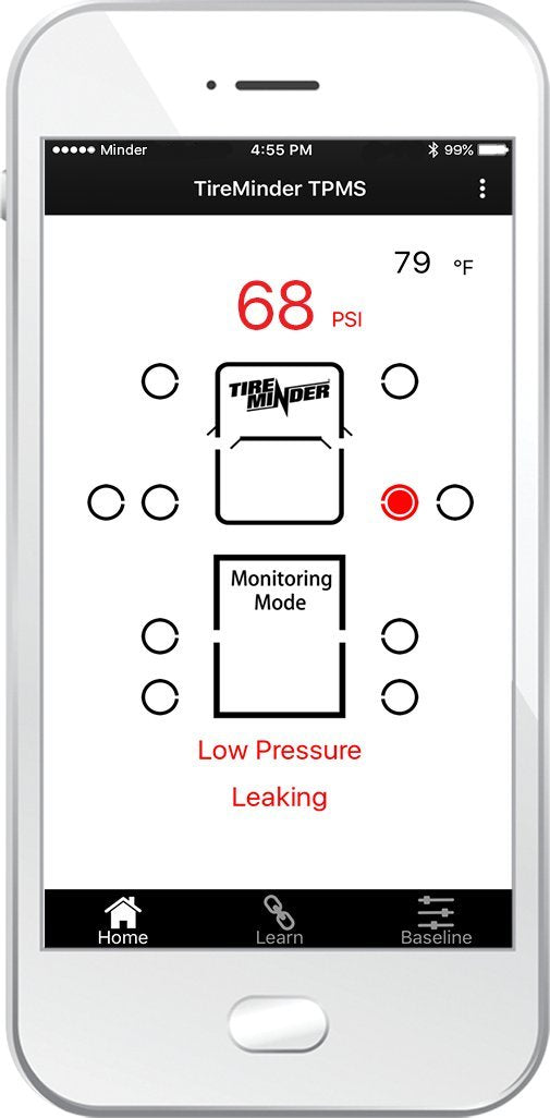TireMinder Smart TPMS with 4 Transmitters for RVs, MotorHomes, 5th Wheels, Motor Coaches and Trailers