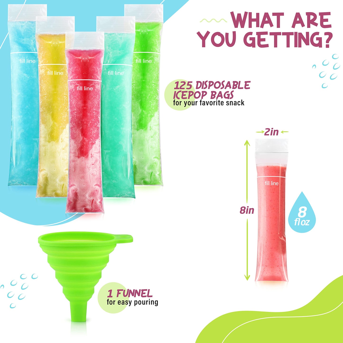 Disposable Ice Popsicle Mold Bags | BPA Free Freezer Tubes With Zip Seals