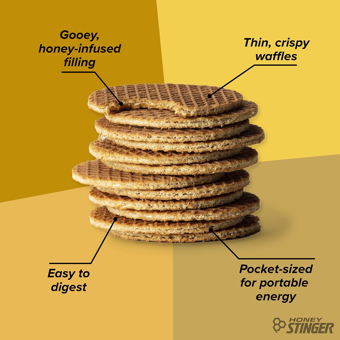 Honey Stinger Organic Honey Waffle | Energy Stroopwafel for Exercise, Endurance and Performance | Sports Nutrition for Home & Gym, Pre & During Workout | Box of 16 Waffles, 16.96 Ounce (Pack of 16)