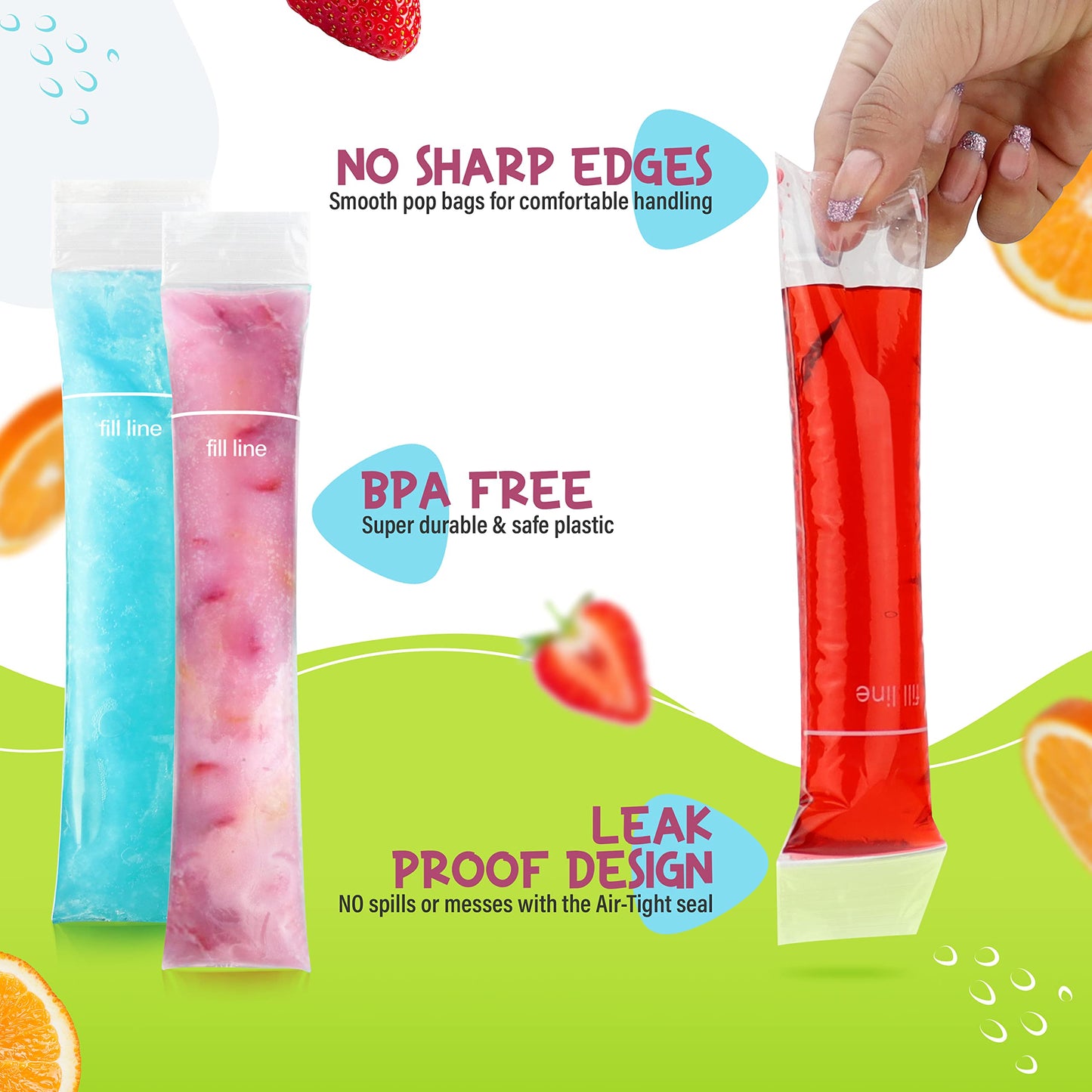 Disposable Ice Popsicle Mold Bags | BPA Free Freezer Tubes With Zip Seals