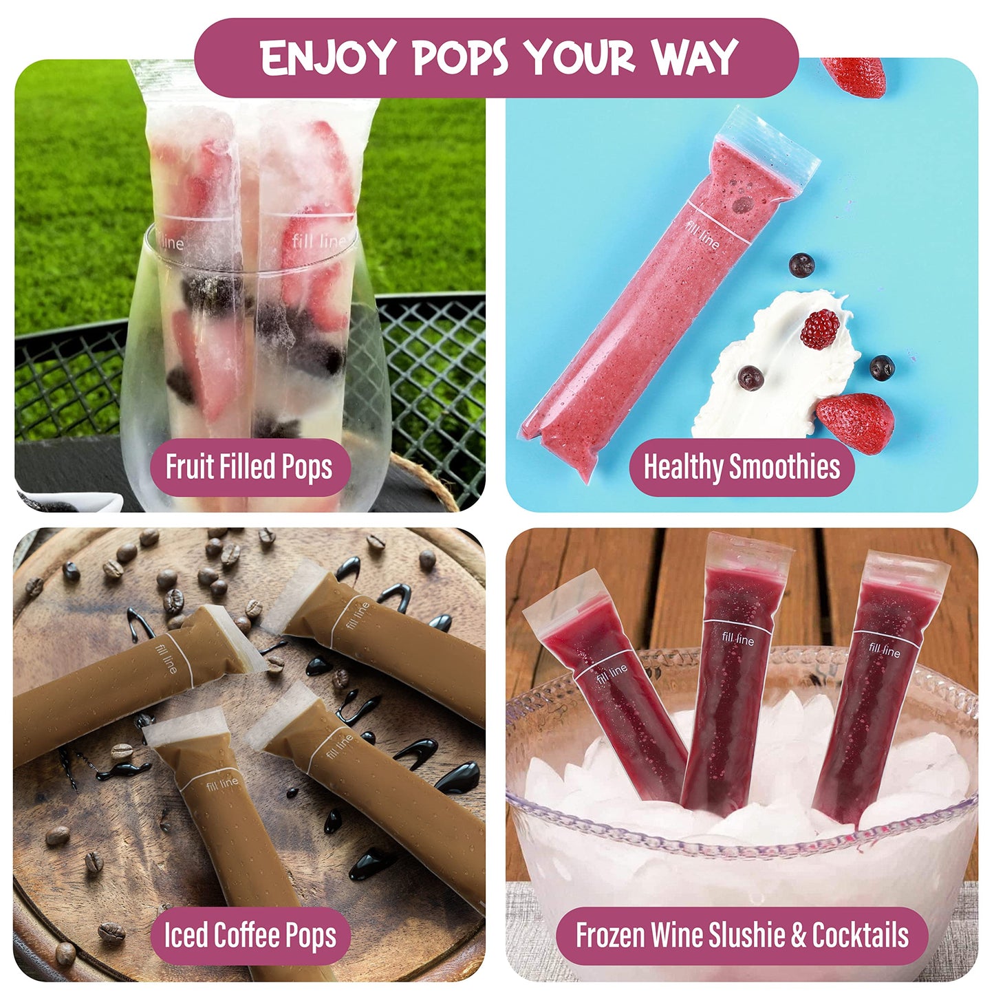 Disposable Ice Popsicle Mold Bags | BPA Free Freezer Tubes With Zip Seals