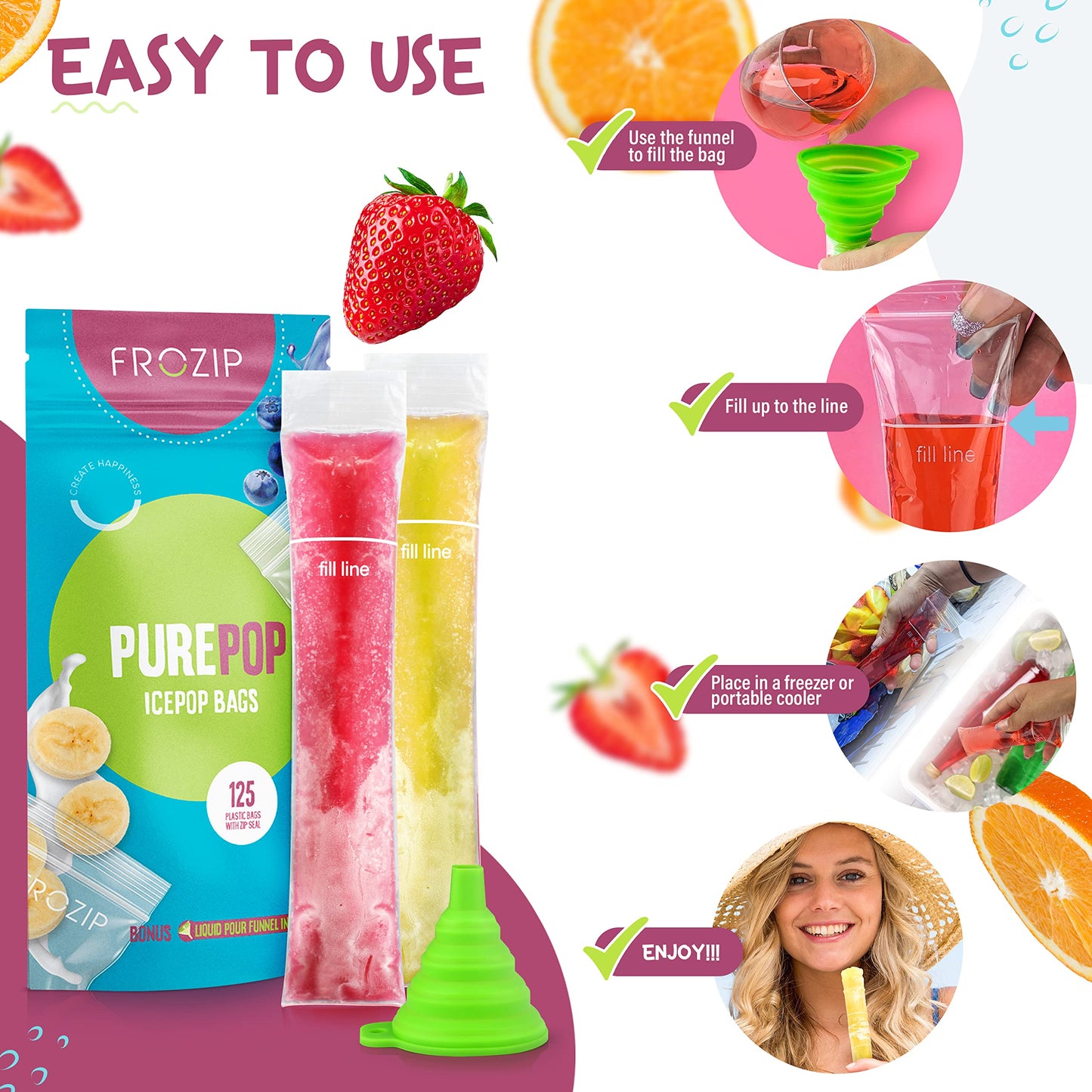 Disposable Ice Popsicle Mold Bags | BPA Free Freezer Tubes With Zip Seals