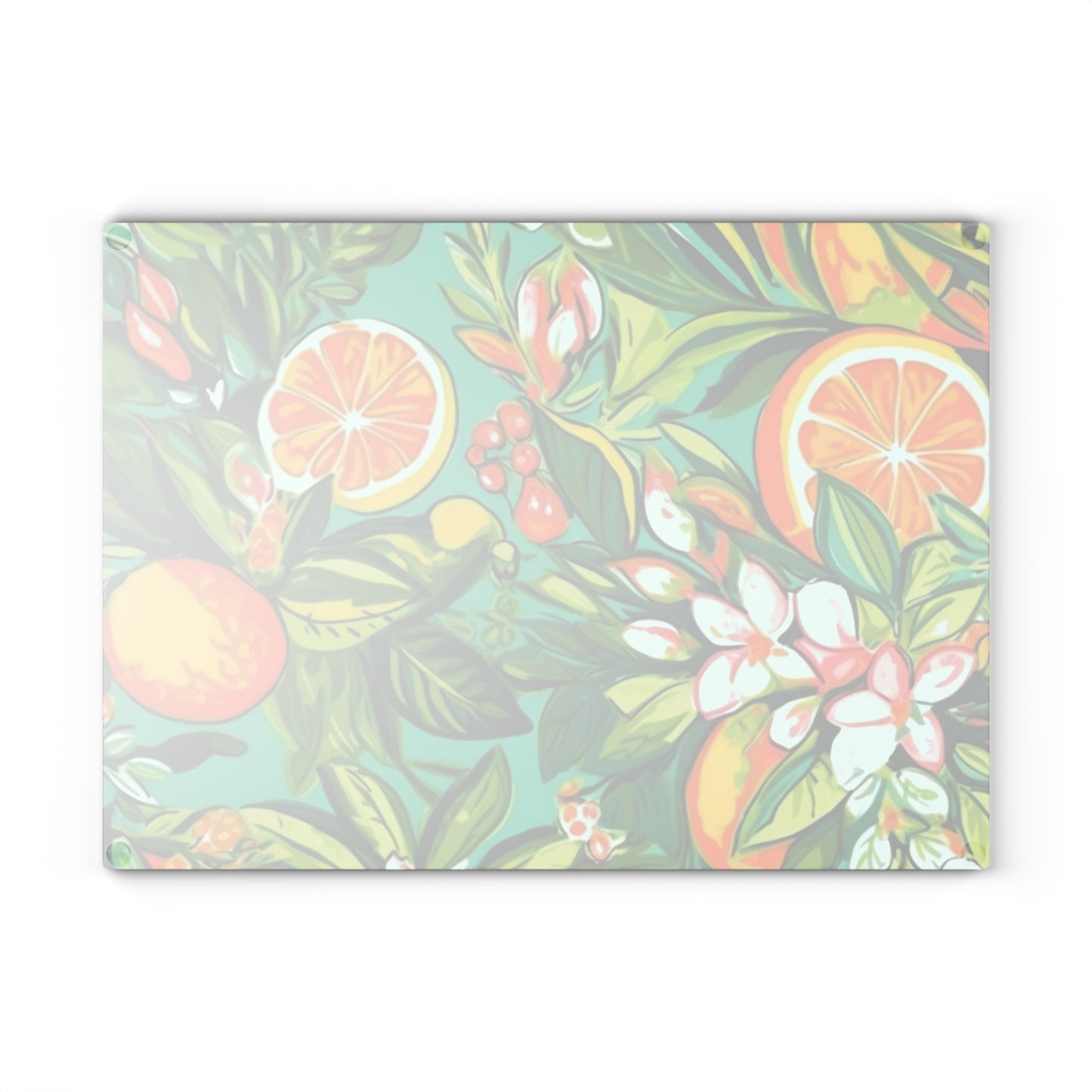 Fresh Green Citrus Glass Cutting Board