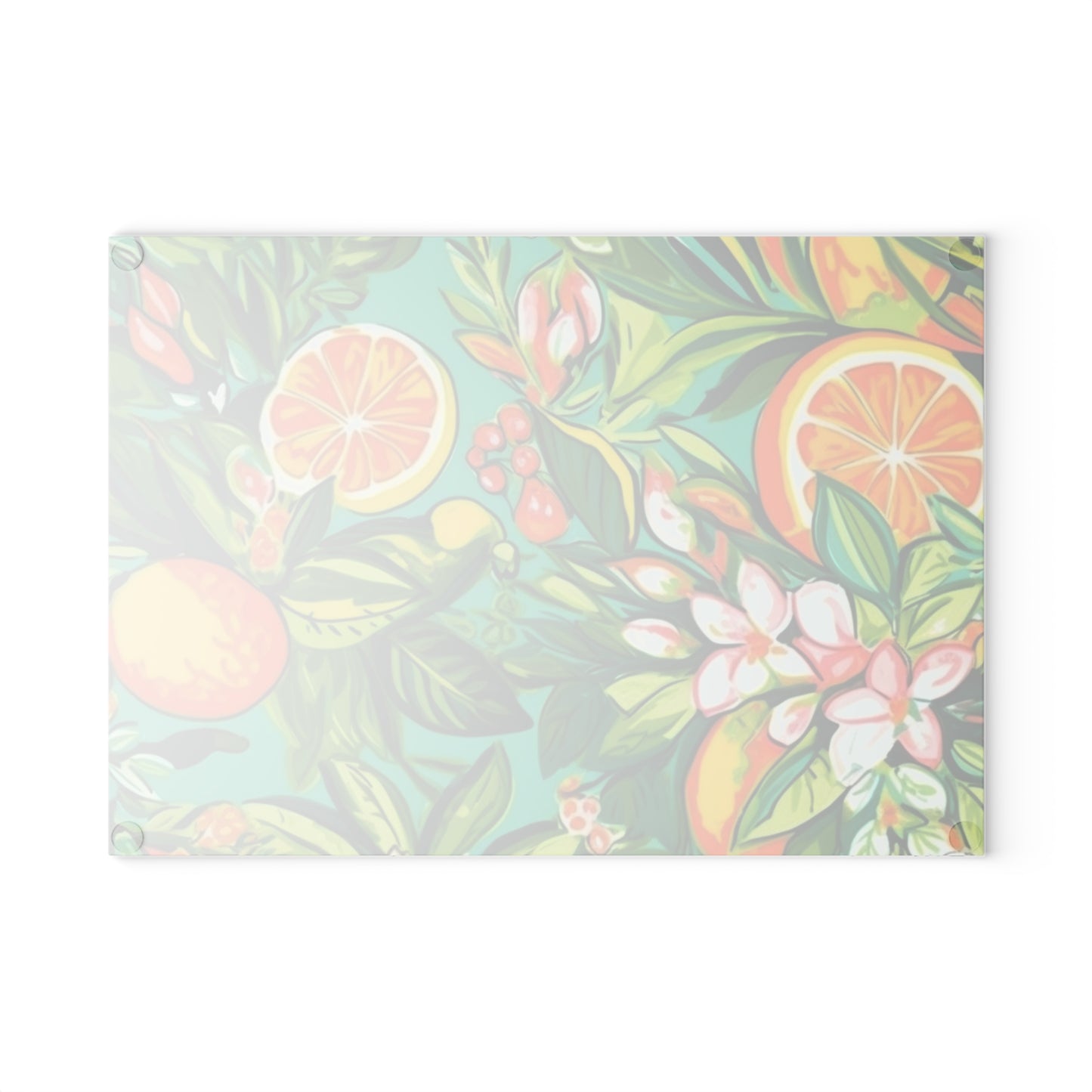 Fresh Green Citrus Glass Cutting Board