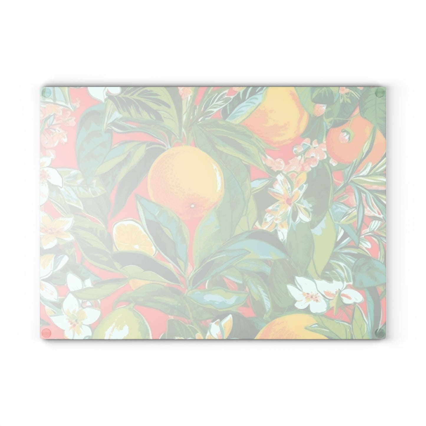 Fresh Coral Citrus Glass Cutting Board