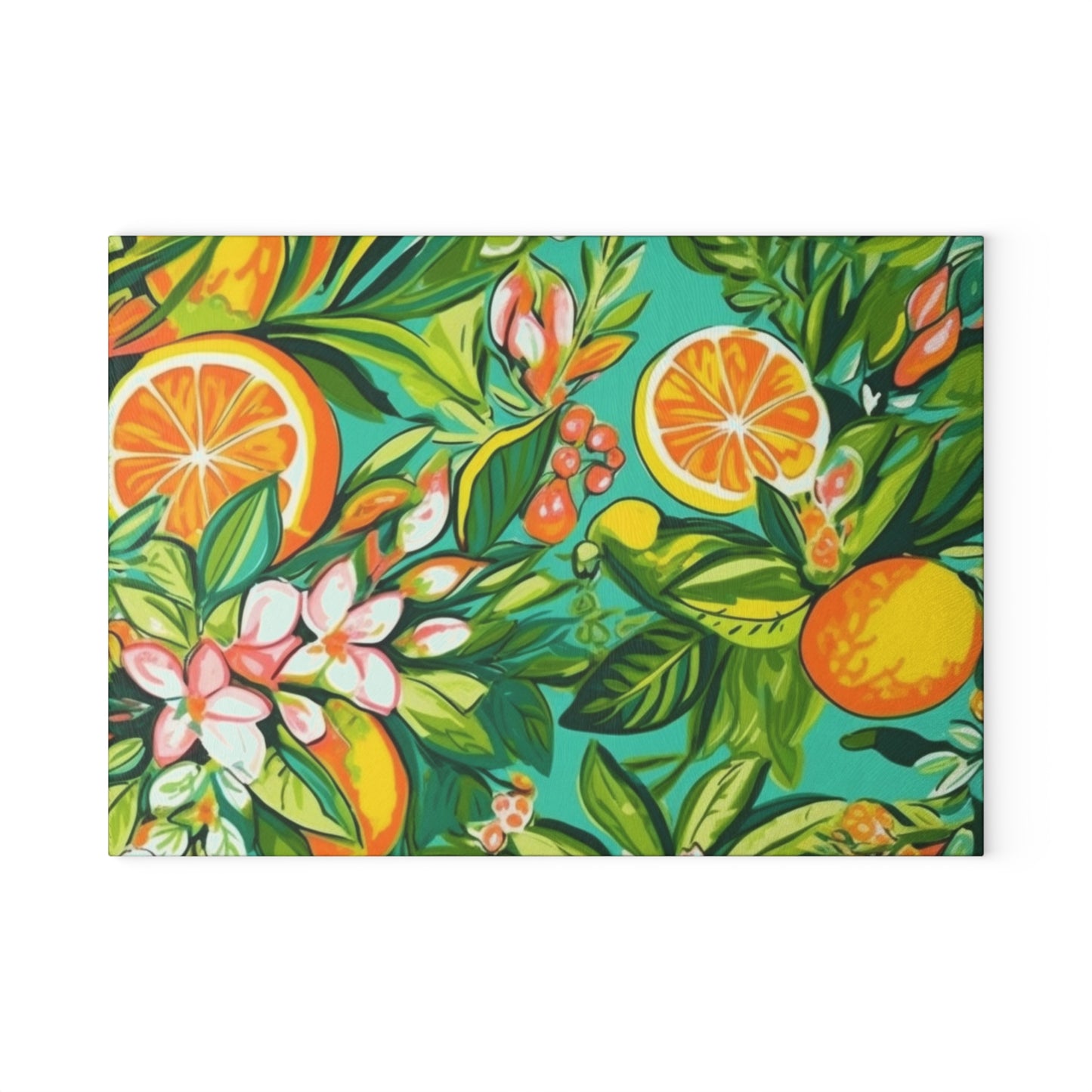 Fresh Green Citrus Glass Cutting Board