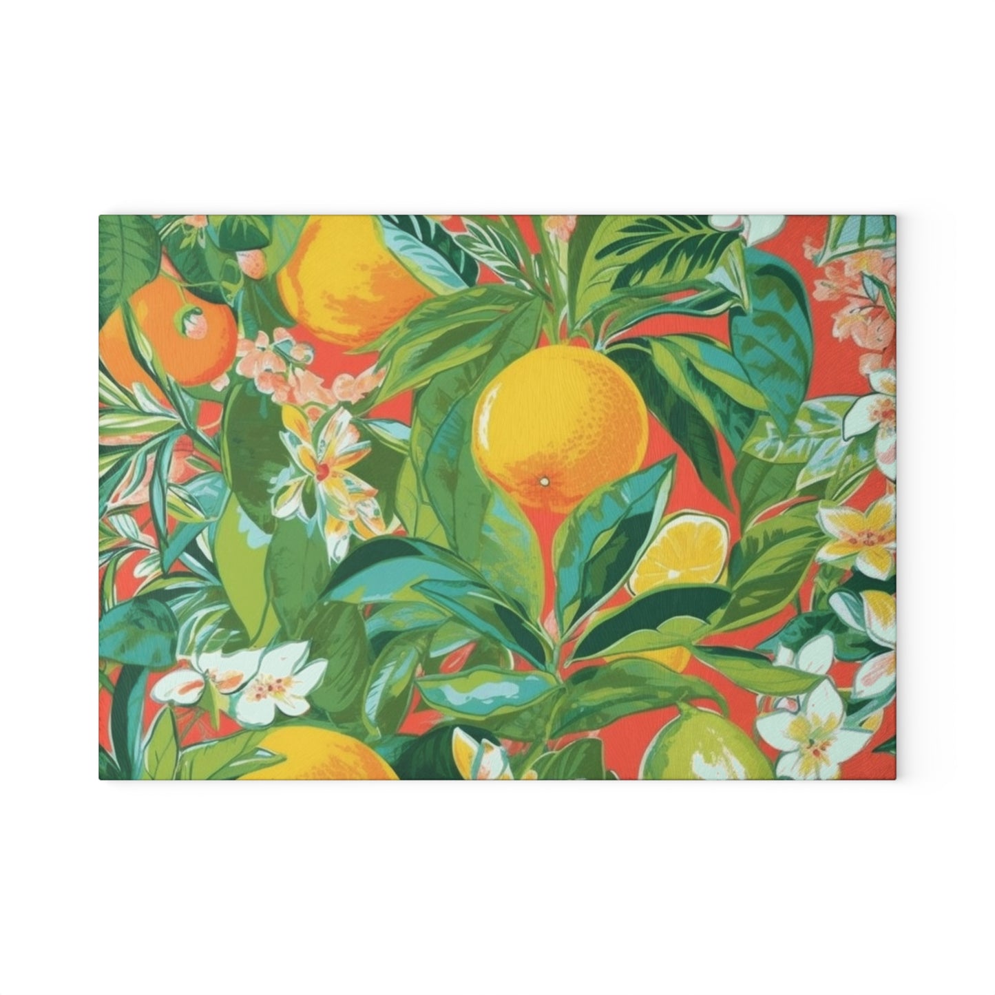 Fresh Coral Citrus Glass Cutting Board