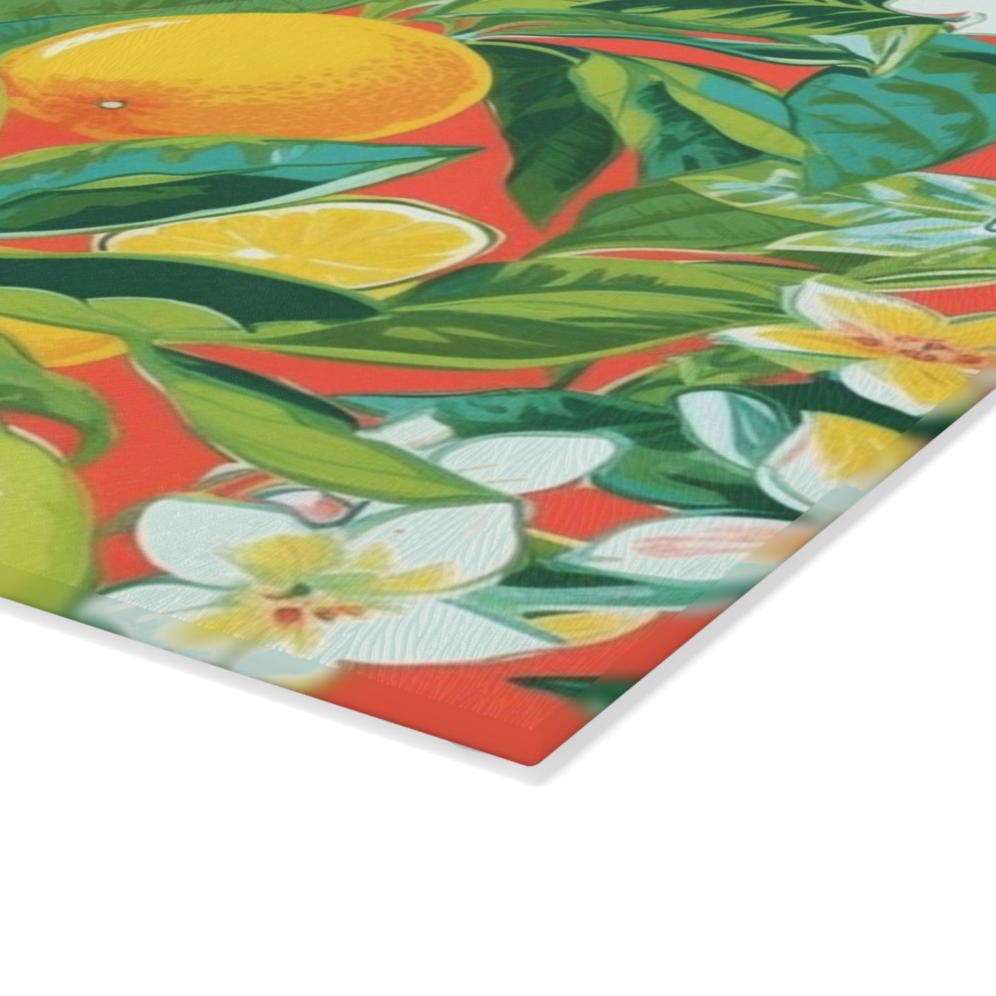 Fresh Coral Citrus Glass Cutting Board