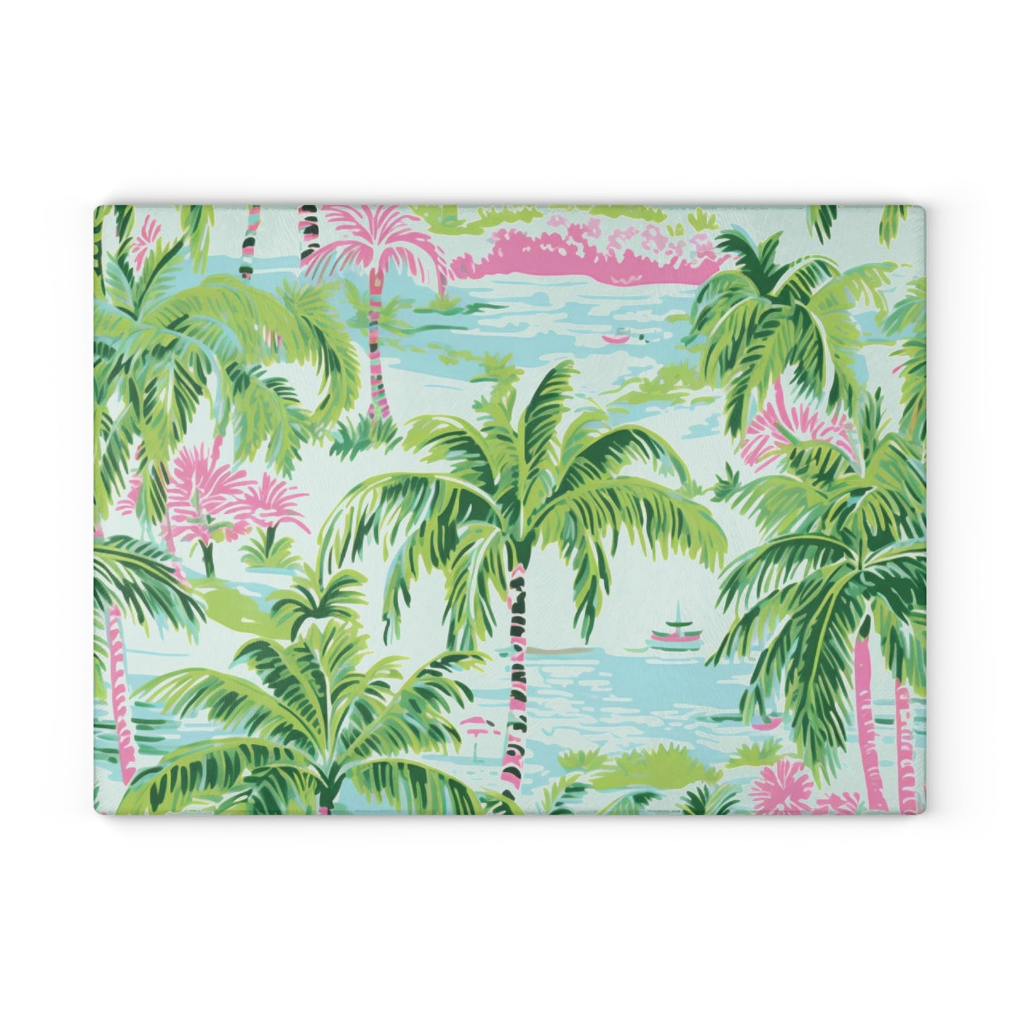 Preppy Tropical Ocean Glass Cutting Board