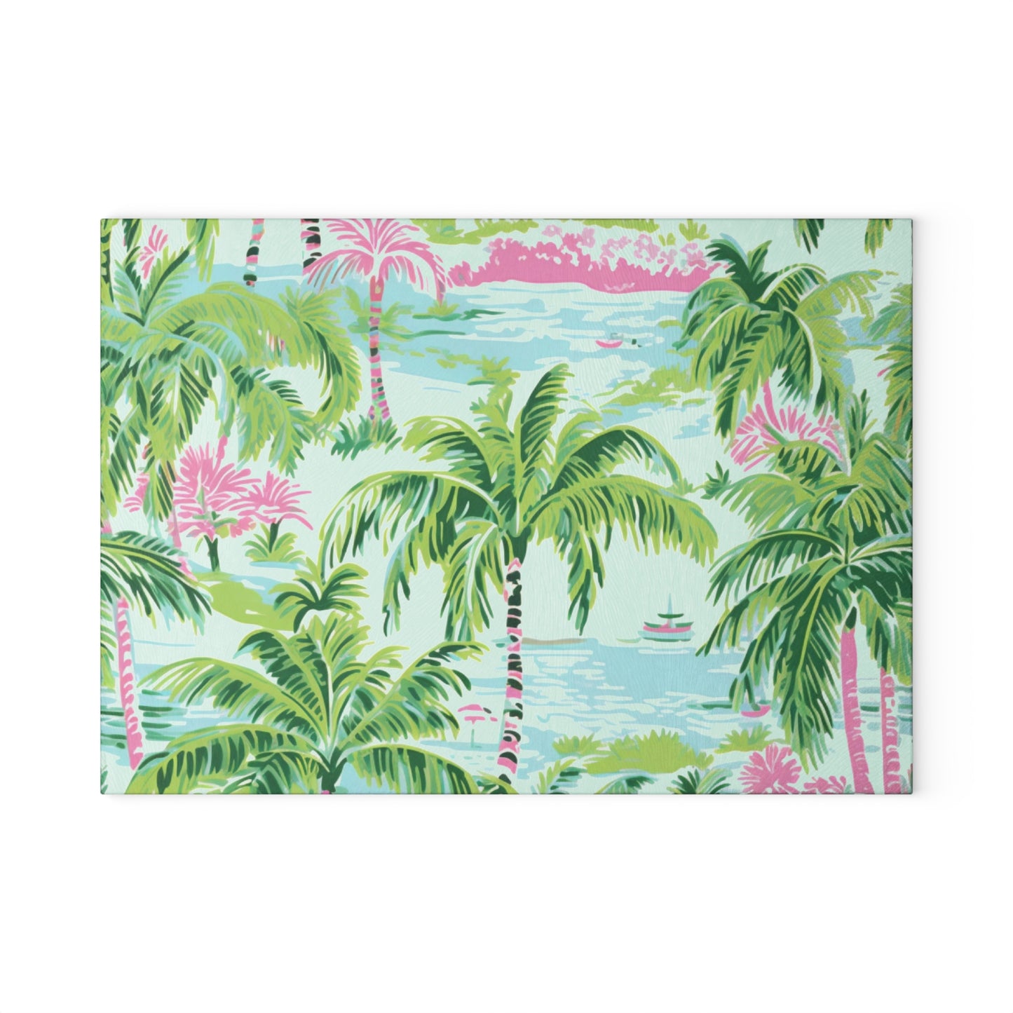 Preppy Tropical Ocean Glass Cutting Board