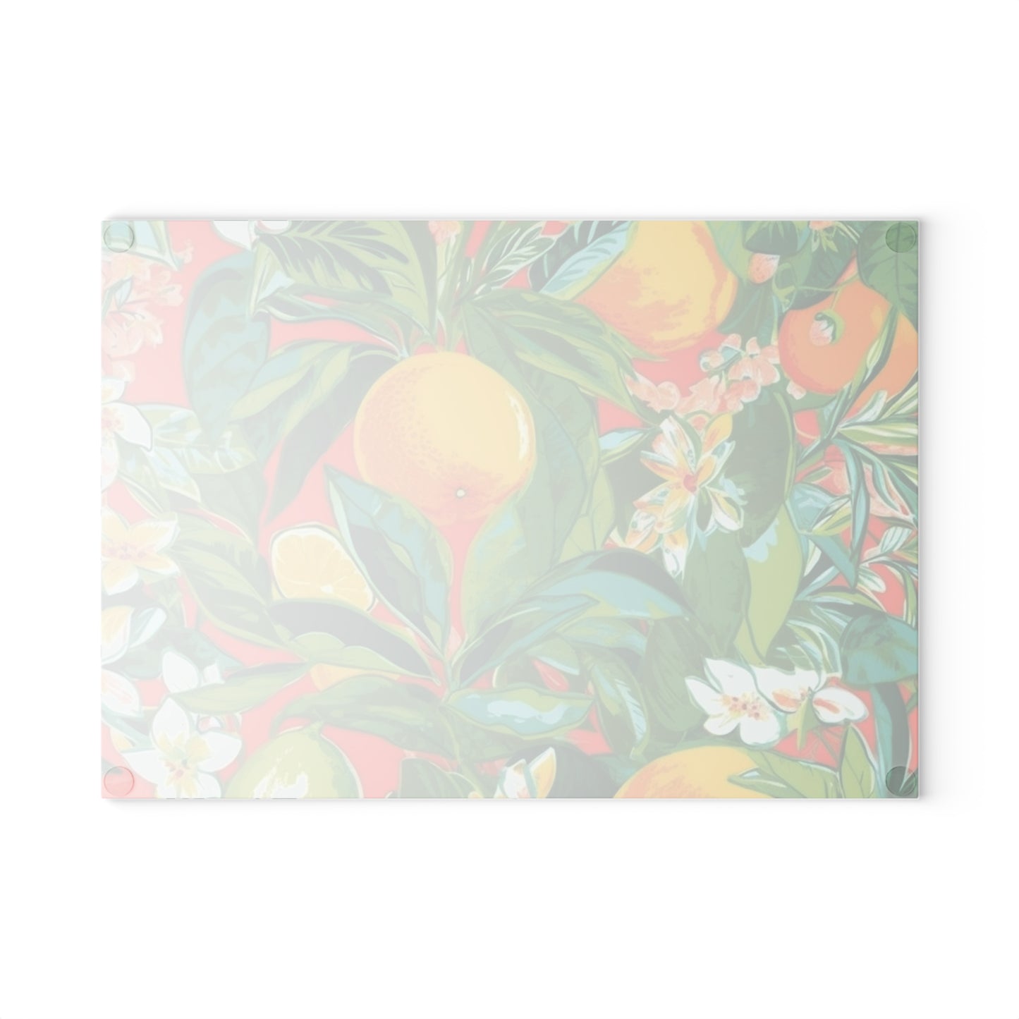 Fresh Coral Citrus Glass Cutting Board