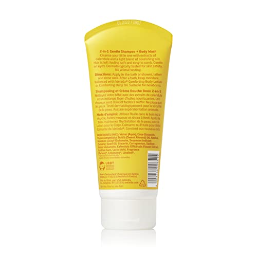 Weleda Baby Calendula 2-in-1 Gentle Shampoo and Body Wash, 6.8 Fluid Ounce, Plant Rich Cleanser with Calendula and Sweet Almond Oil