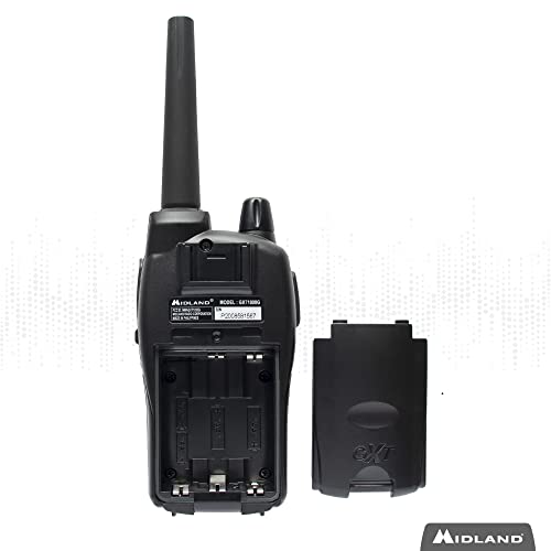 Midland GXT1000VP4 - 50 Channel GMRS Two-Way Radio - Long Range Walkie Talkie with 142 Privacy Codes, SOS Siren, and NOAA Weather Alerts and Weather Scan (Black/Silver, Pair Pack)