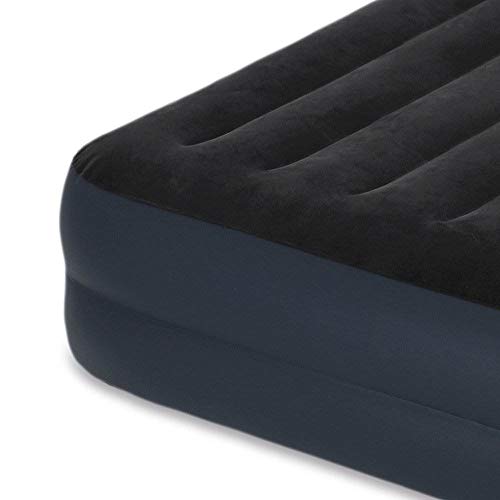 Intex Dura-Beam Fiber-Tech Elevated Inflatable Built-in Pillow Rest Raised Airbed Mattress with Internal Electric Pump and Carry Bag, Queen