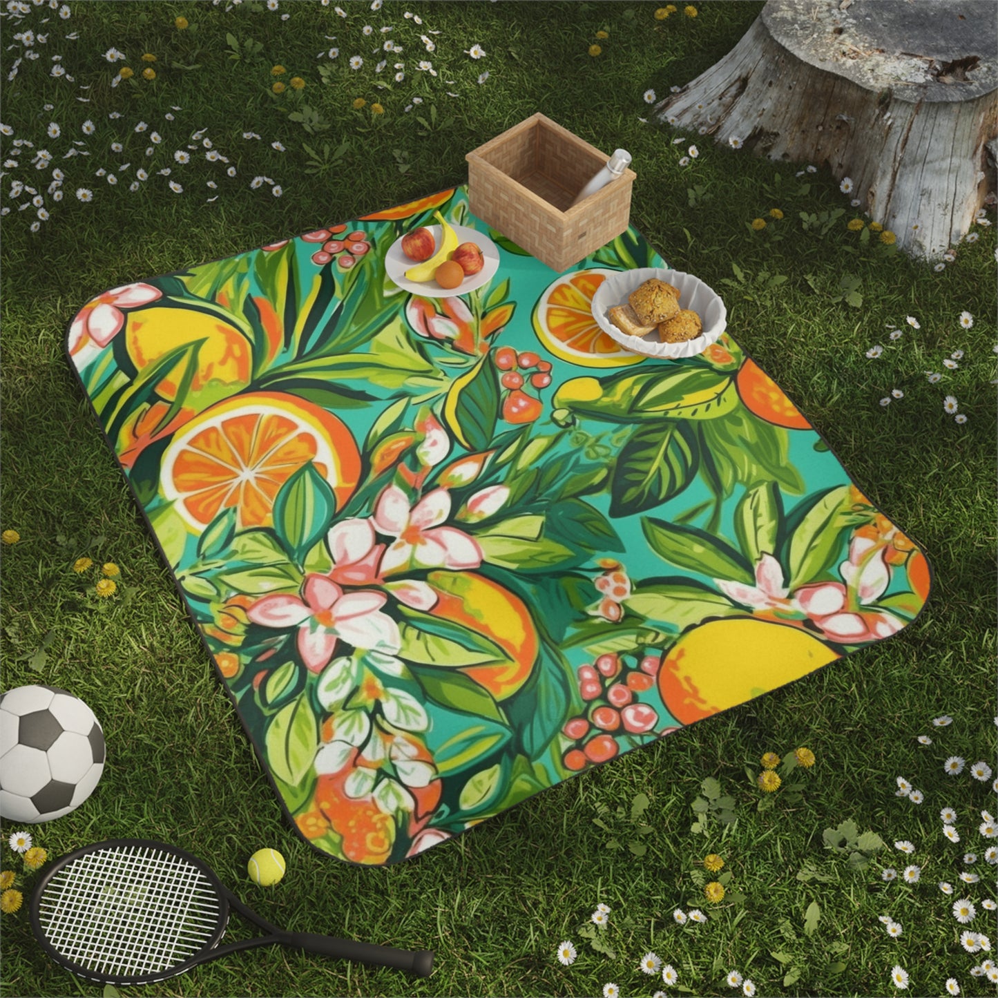 Fresh Green Citrus Picnic Blanket