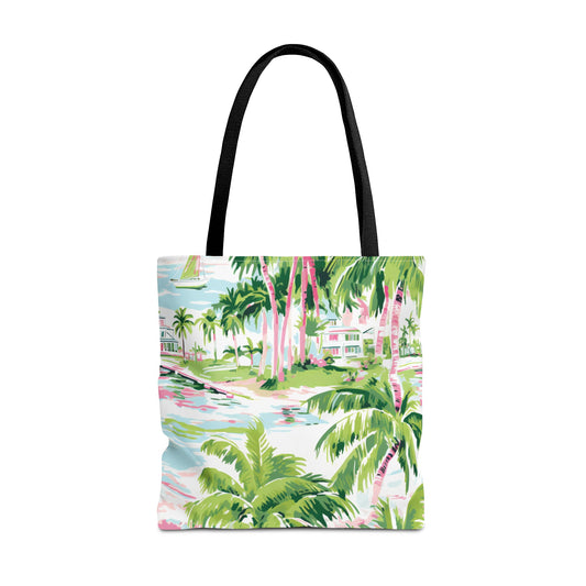 Preppy Tropical Villa Tote Bag