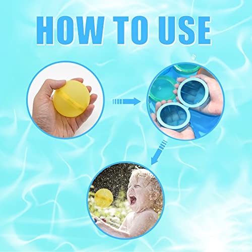 24 PCS Reusable Water Balloons Water Balls,Bbiodegradable Water Balloons,Soft Silicone Water Balloons Self Sealing Quick Fill Summer Games for Kids Outside,Summer Fun Party Gift