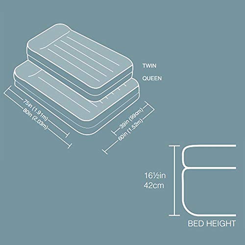 Intex Dura-Beam Fiber-Tech Elevated Inflatable Built-in Pillow Rest Raised Airbed Mattress with Internal Electric Pump and Carry Bag, Queen
