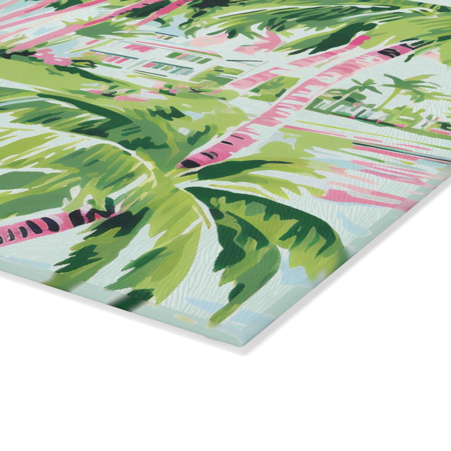 Preppy Tropical Villa Glass Cutting Board