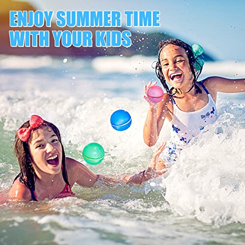 24 PCS Reusable Water Balloons Water Balls,Bbiodegradable Water Balloons,Soft Silicone Water Balloons Self Sealing Quick Fill Summer Games for Kids Outside,Summer Fun Party Gift