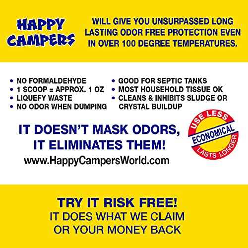 Happy Campers RV Toilet Treatment - 64 Black or Gray Holding Tank Deodorizer Treatments for RVs