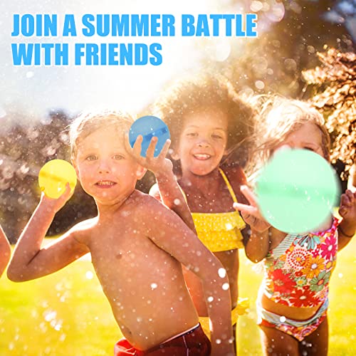 24 PCS Reusable Water Balloons Water Balls,Bbiodegradable Water Balloons,Soft Silicone Water Balloons Self Sealing Quick Fill Summer Games for Kids Outside,Summer Fun Party Gift