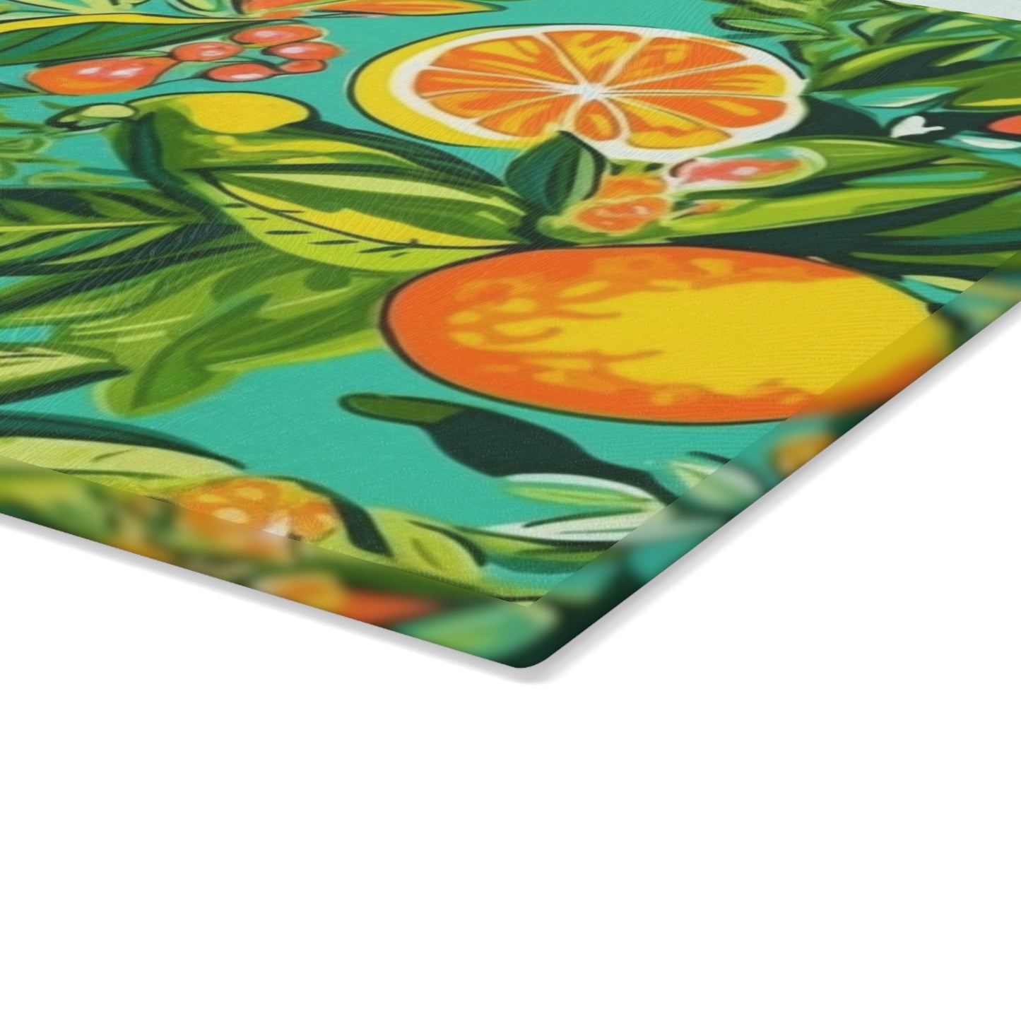 Fresh Green Citrus Glass Cutting Board