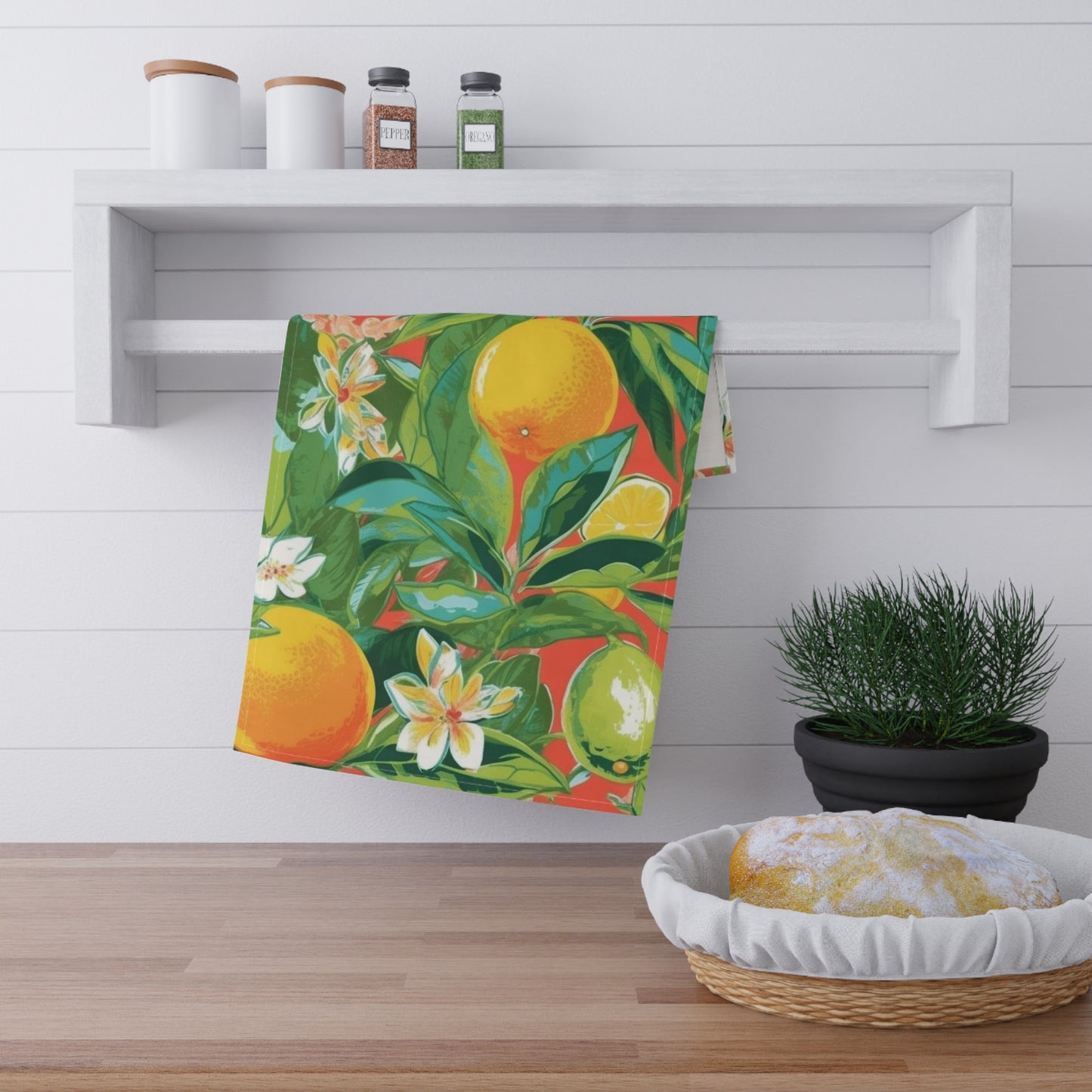 Fresh Coral Citrus Kitchen Towel