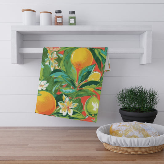 Fresh Coral Citrus Kitchen Towel