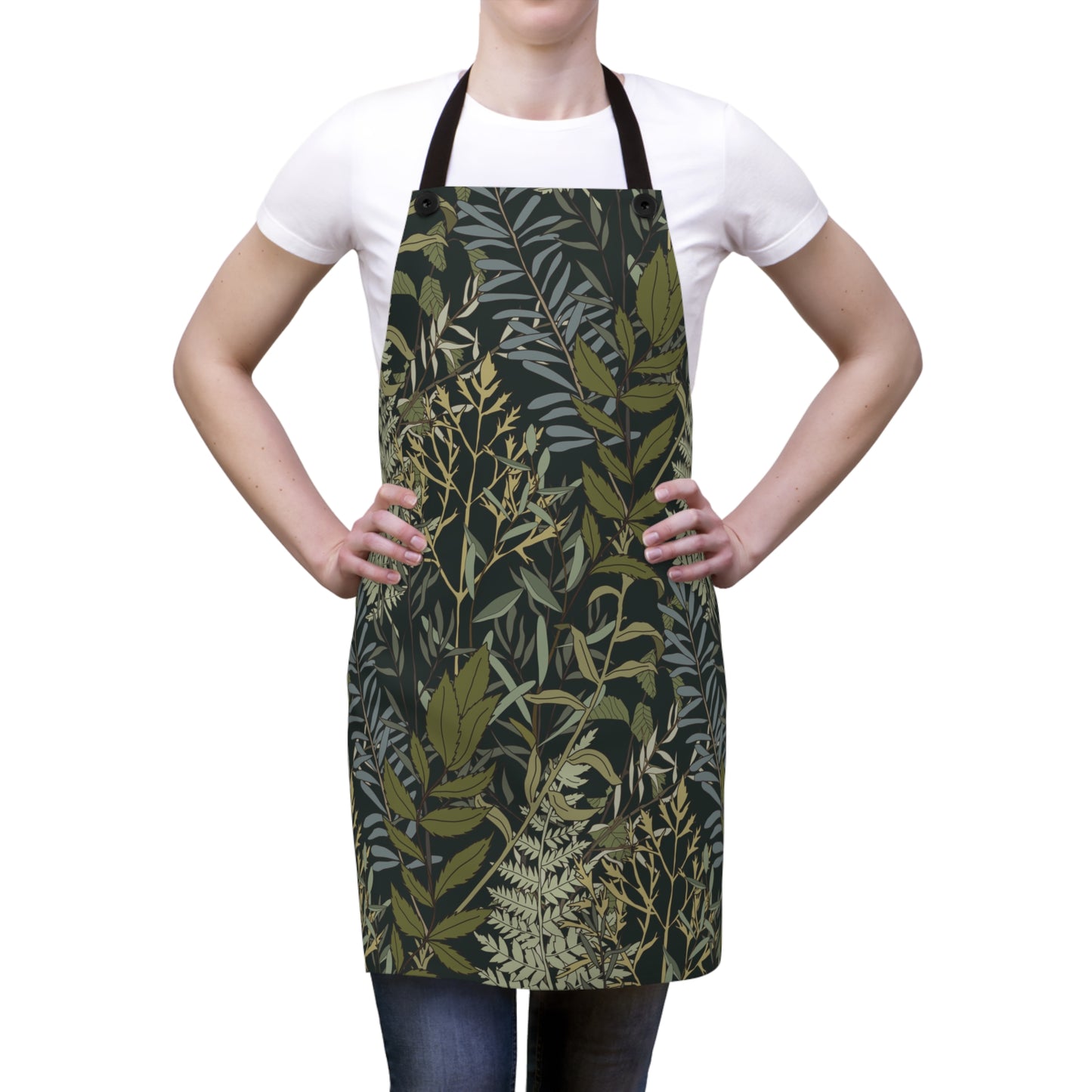 Retro Dark Leaves Apron