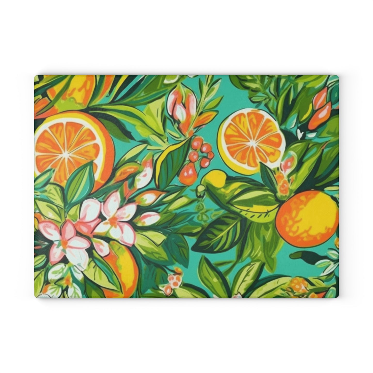 Fresh Green Citrus Glass Cutting Board
