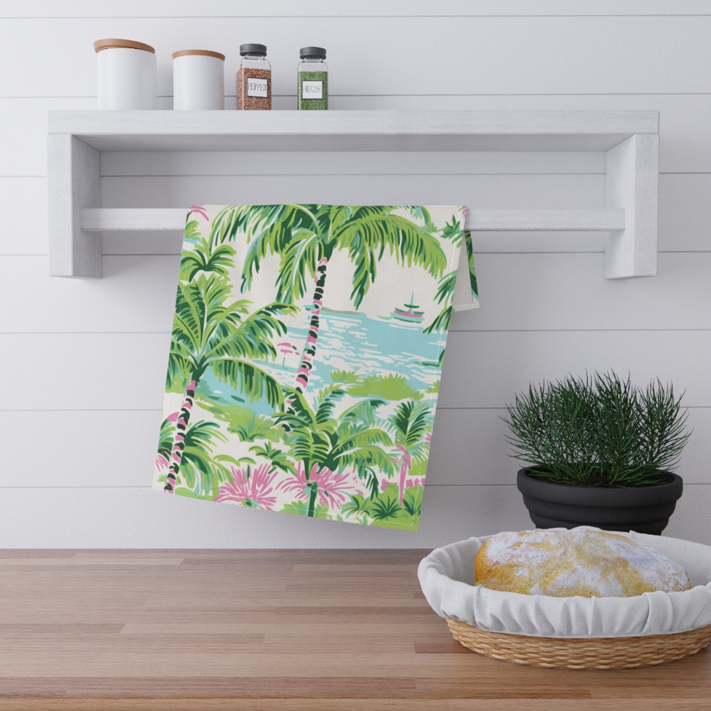 Preppy Tropical Ocean Kitchen Towel