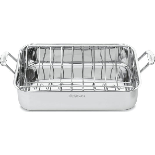 Cuisinart 16-Inch Roaster, Chef's Classic Rectangular Roaster with Rack, Stainless Steel, 7117-16URP1