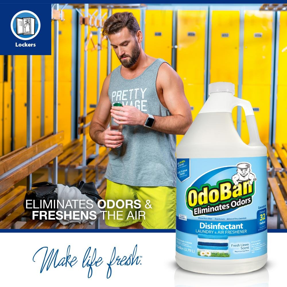 OdoBan Disinfectant and Odor Eliminator, Ready-to-Use 32 oz Spray Bottle and 1 Gallon Concentrate, Fresh Linen Scent