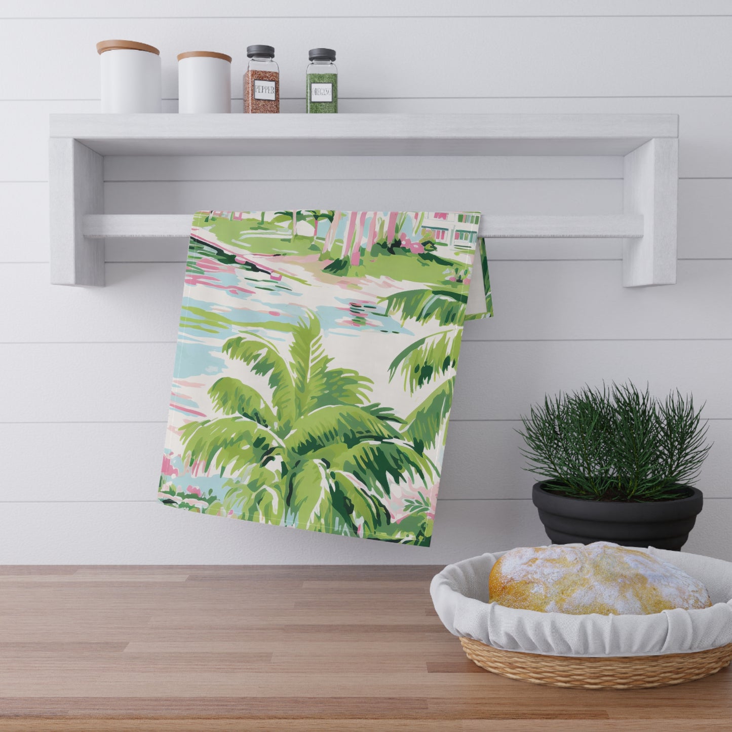 Preppy Tropical Villa Kitchen Towel