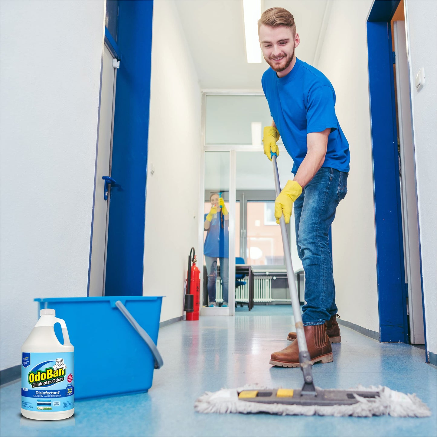 OdoBan Disinfectant and Odor Eliminator, Ready-to-Use 32 oz Spray Bottle and 1 Gallon Concentrate, Fresh Linen Scent