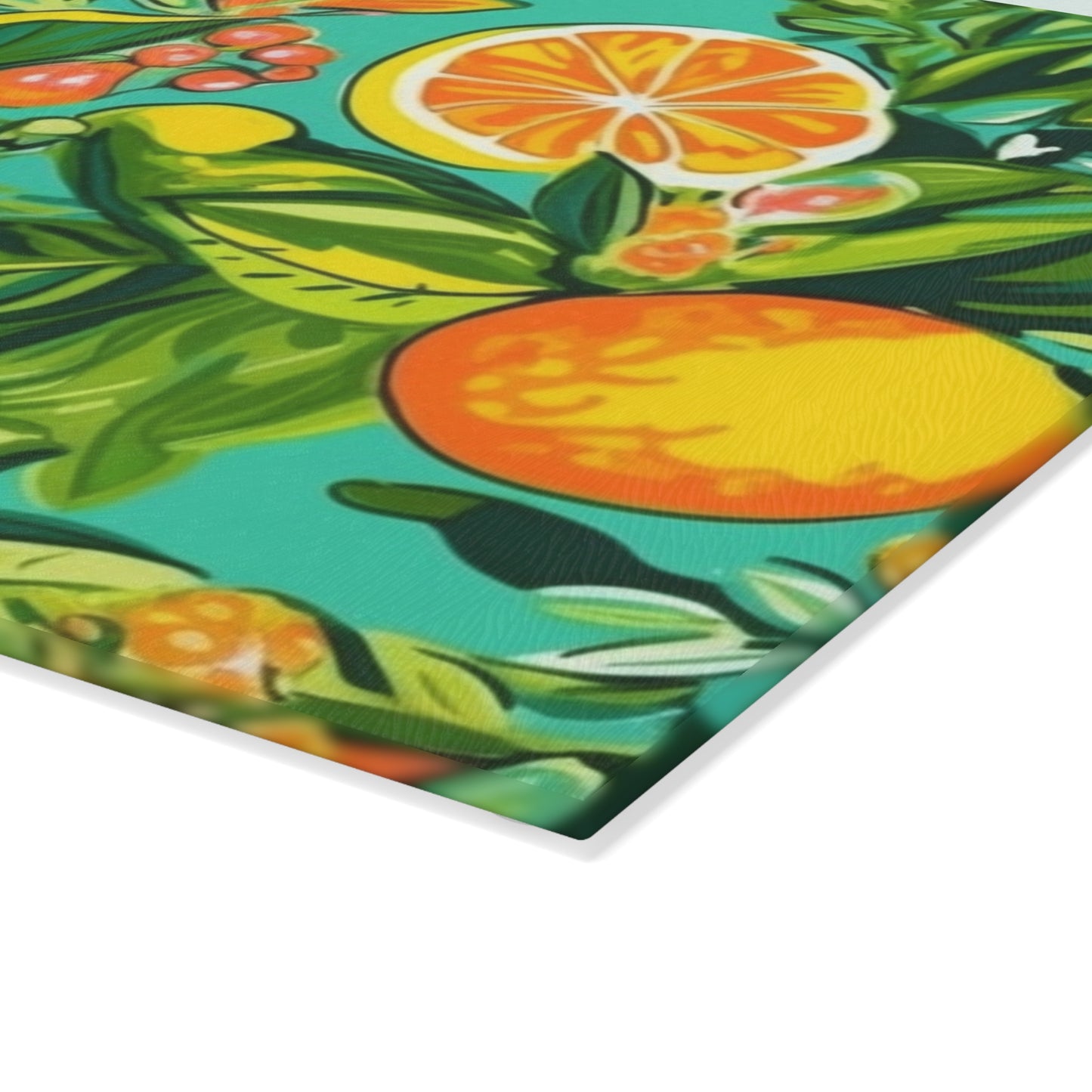 Fresh Green Citrus Glass Cutting Board