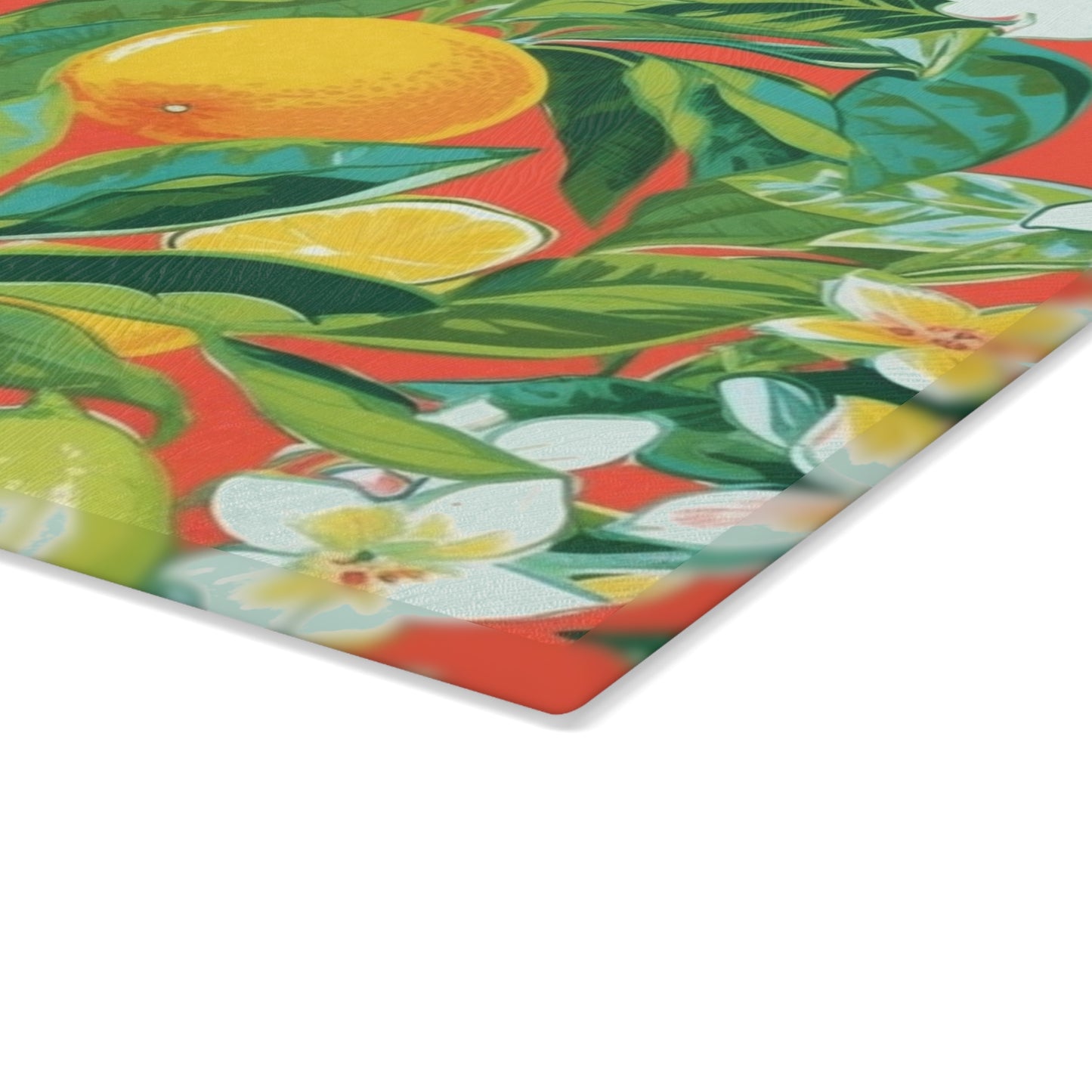 Fresh Coral Citrus Glass Cutting Board